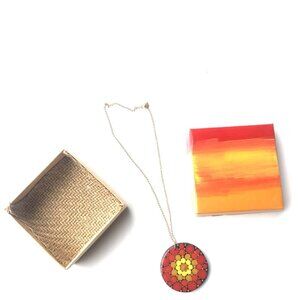 Necklaces with ornaments in pointillism technique, multicolor, jewelry